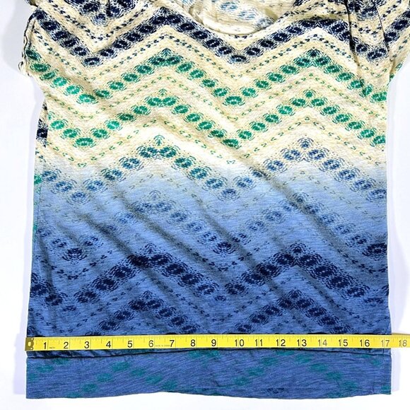Lucky Brand - Live in Love - Women's Sz S - Blue, Green & Yellow Chevron Design - Picture 9 of 11